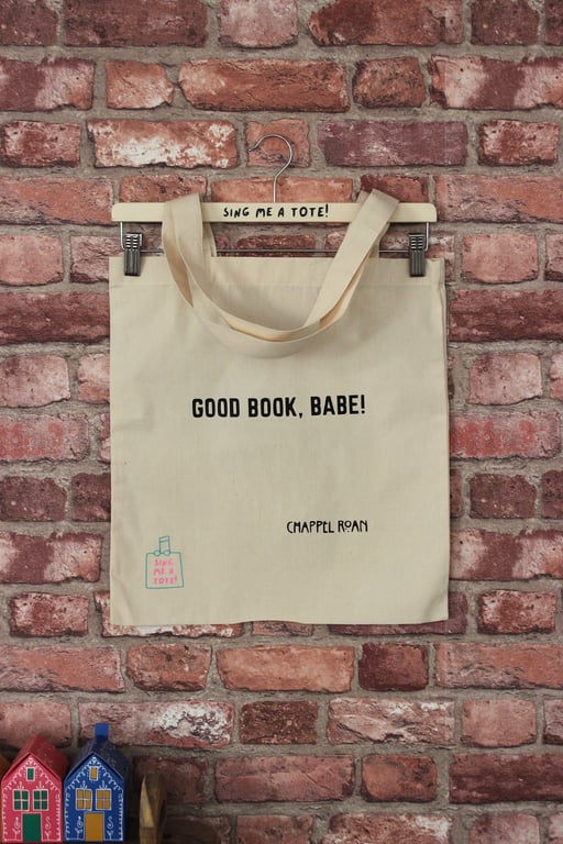 Cotton Tote Bag with 'Good Books, Babe' printed