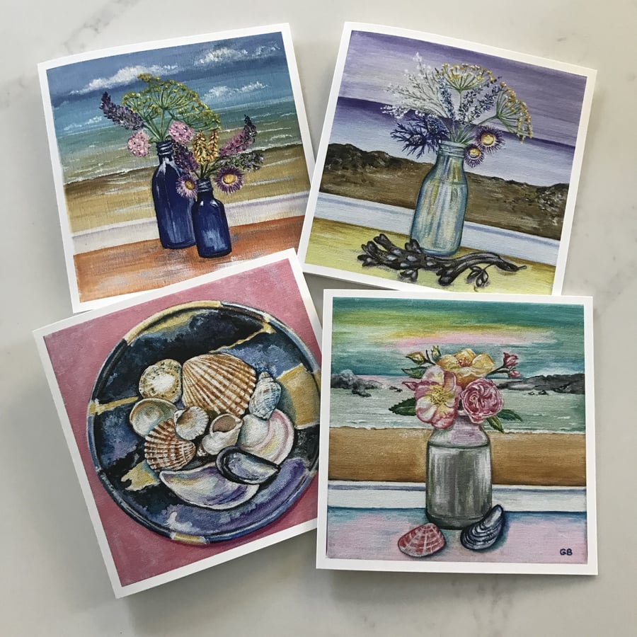 Set of 4 Beach Finds Greeting Cards