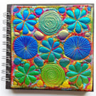 Spiral Bound Sketchbook Square 6 x 6 inches with Free Machine Embroidery Cover