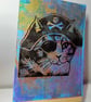 Pirate Cat One off Hand-Pulled Linocut & Gelli Print Blue - Image 3