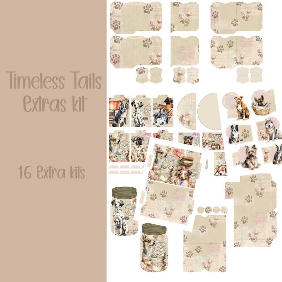 Timeless Tails Extras Kit Scrapbooking, Ephemera, Journal, Digital Download