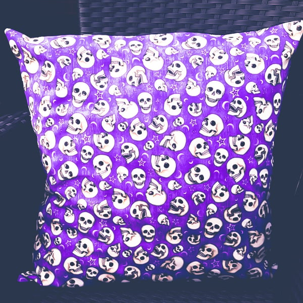 Halloween, gothic themed cushion cover with skull design