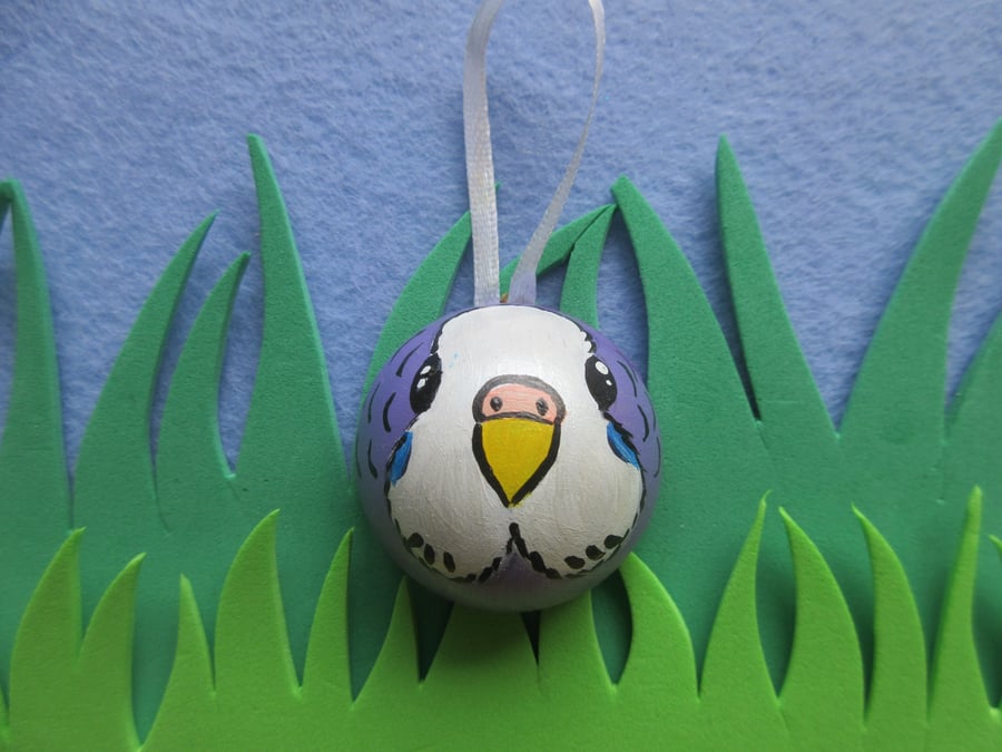 Budgie Budgerigar Bird Hanging Decoration Hand Painted Bauble Christmas Tree