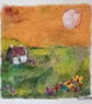 ,WOLF MOON ON HILL TOP FARM, handmade, original, needle felted wool picture 