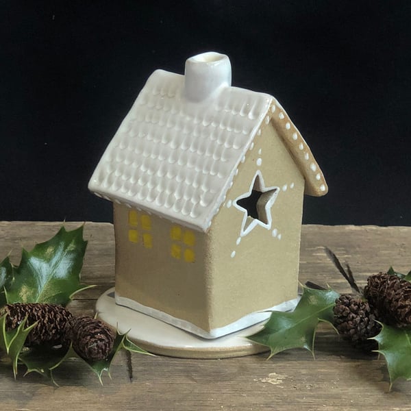 Medium gingerbread star house incense burner