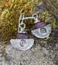 silver and unpolished ruby earrings Ulu tribal blade