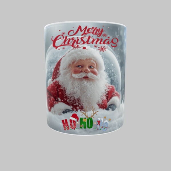Merry Christmas Santa Mug Festive 11oz Ceramic Coffee Cup Gift Santa Snow Globe