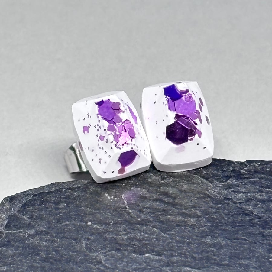 Rectangle Glitter Earrings: Hypoallergenic Lightweight Studs