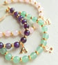 Personalized Bracelet with Gold Initial Charm and Gemstones - Image 2
