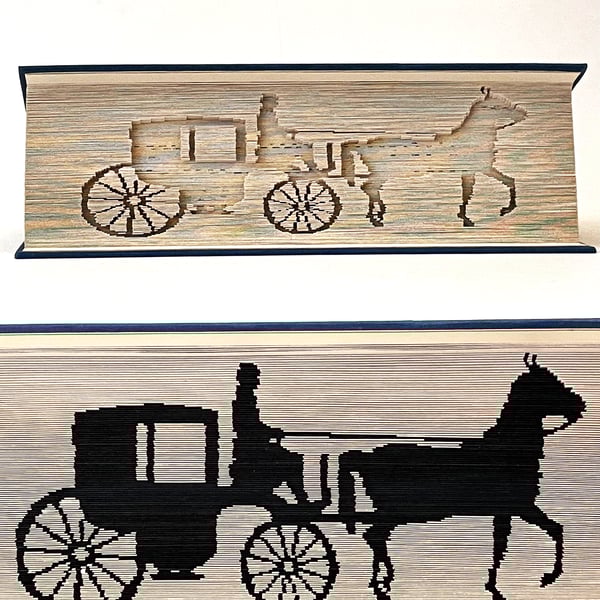 Horse and Carriage Sideways 180 CUT & FOLD Book Folding Pattern - EMAILED PDF