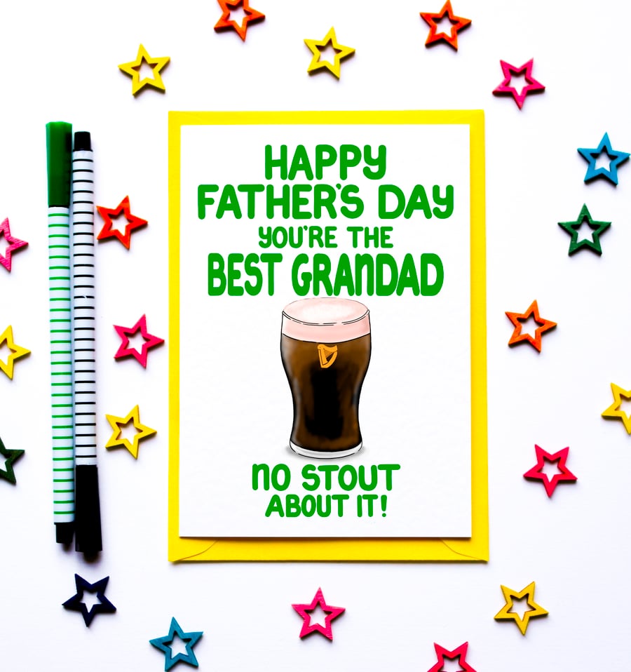 Funny Fathers Day Card for Grandad, Guinness Lover Joke Father's Day Card 