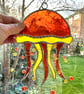 Stained Glass Jellyfish Suncatcher - Handmade Hanging Decoration - Orange - Image 4