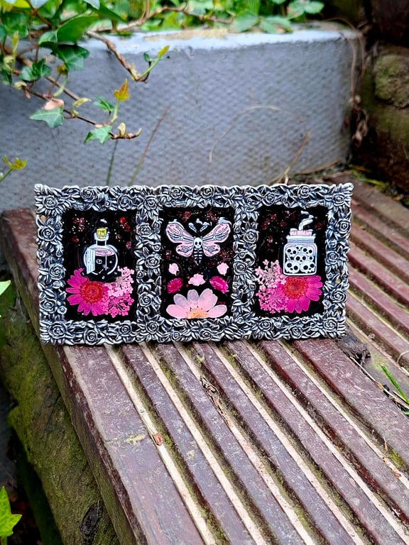 Vintage Gothic Botanical Mini Photo Frame Floral Witch Potion Spooky Cute