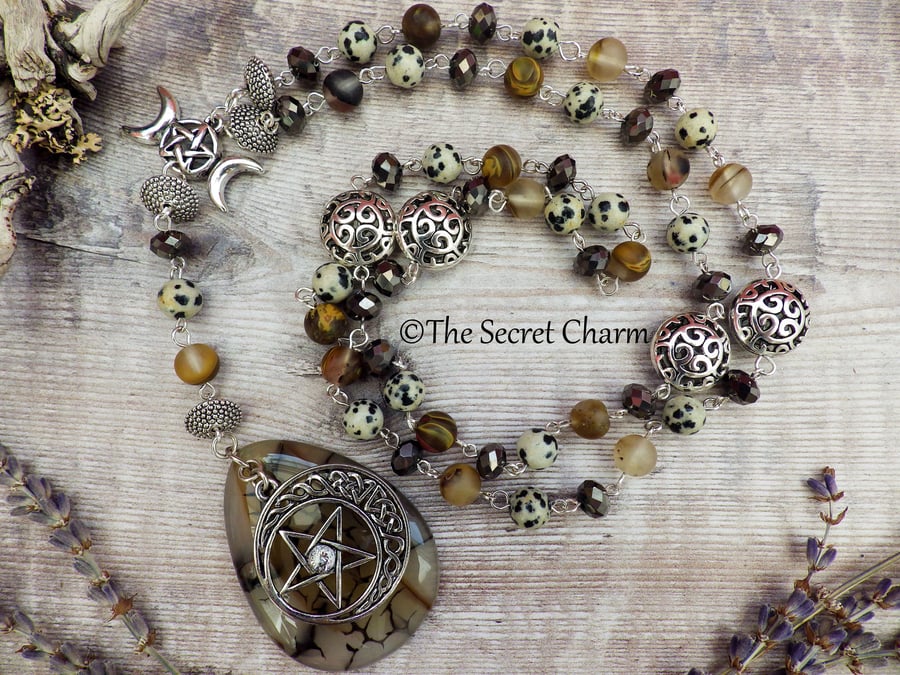 Moon Goddess Cerridwen Rosary Necklace