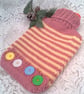 Small Hot Water Bottle and Striped Cover with Large Buttons, Child's Gift Ideas - Image 6