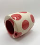 Red Spotted Travel mug - Wheel thrown travel mug - Image 4
