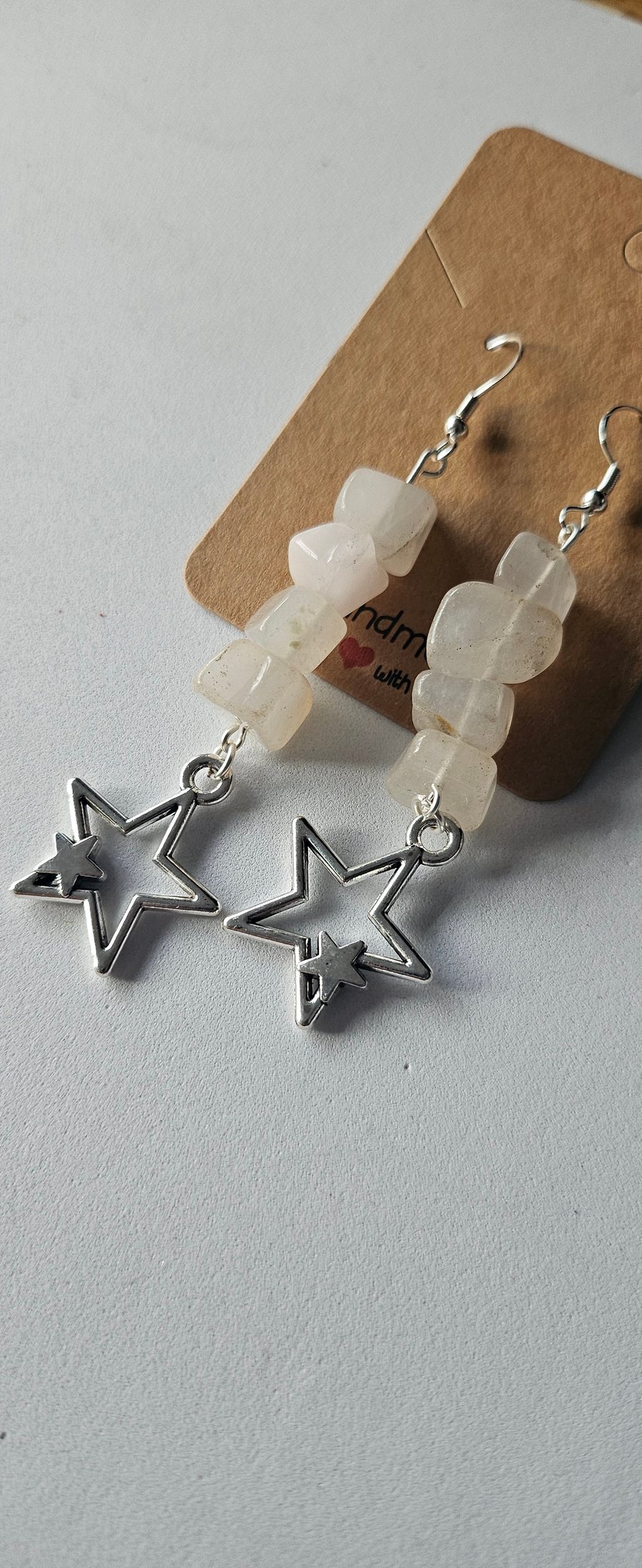 Star Crossed Lovers Rose Quartz Earrings