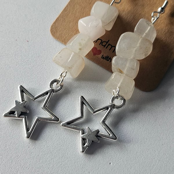 Star Crossed Lovers Rose Quartz Earrings