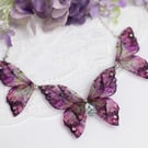 Fairy Wing Necklace Statement Collar Pink Fantasy Fairycore Cottagecore Gift