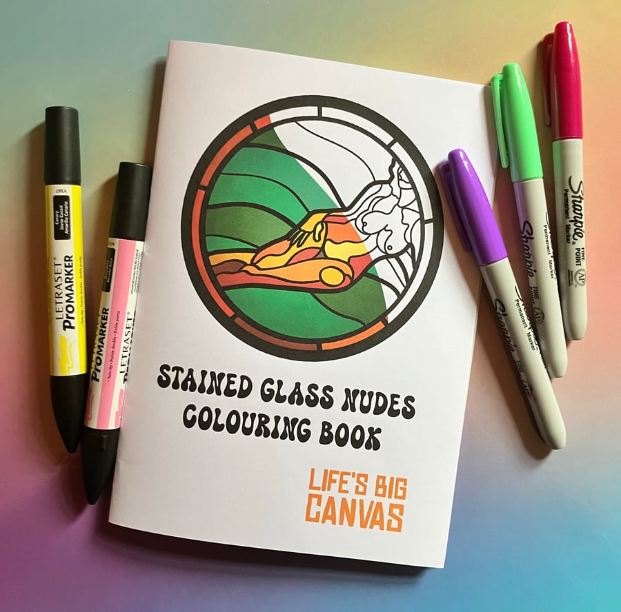Stained glass nudes colouring book - limited edition with semi-transparent pages