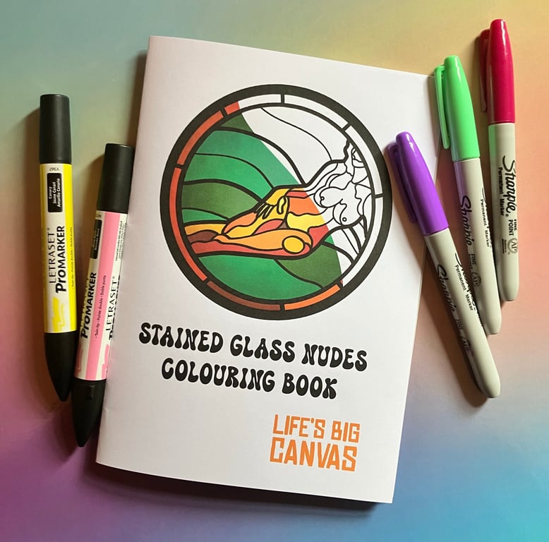 Stained glass nudes colouring book - limited edition with semi-transparent pages