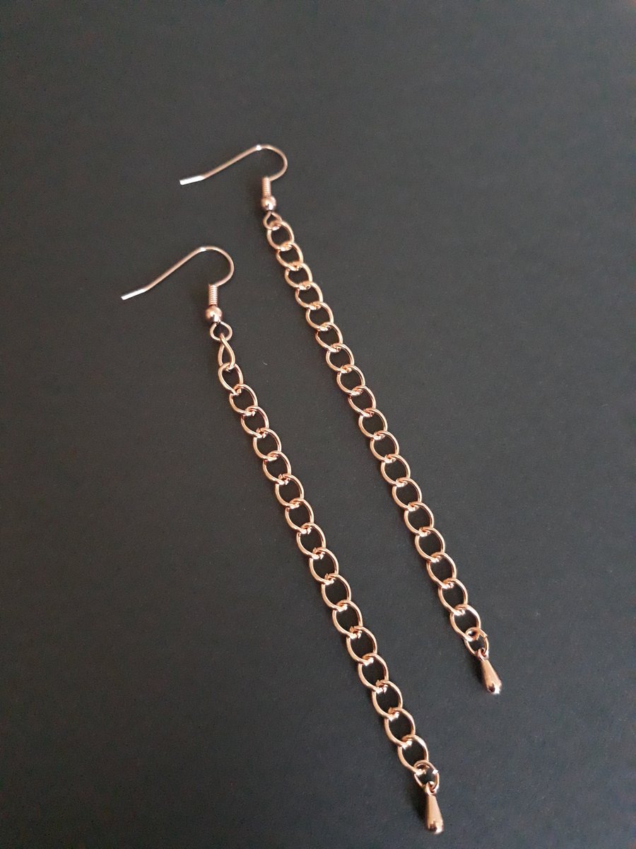 Rose Gold Plated Chain Earrings