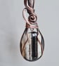 Handmade Natural Black & White Onyx & Copper Pendant Necklace Gift Boxed