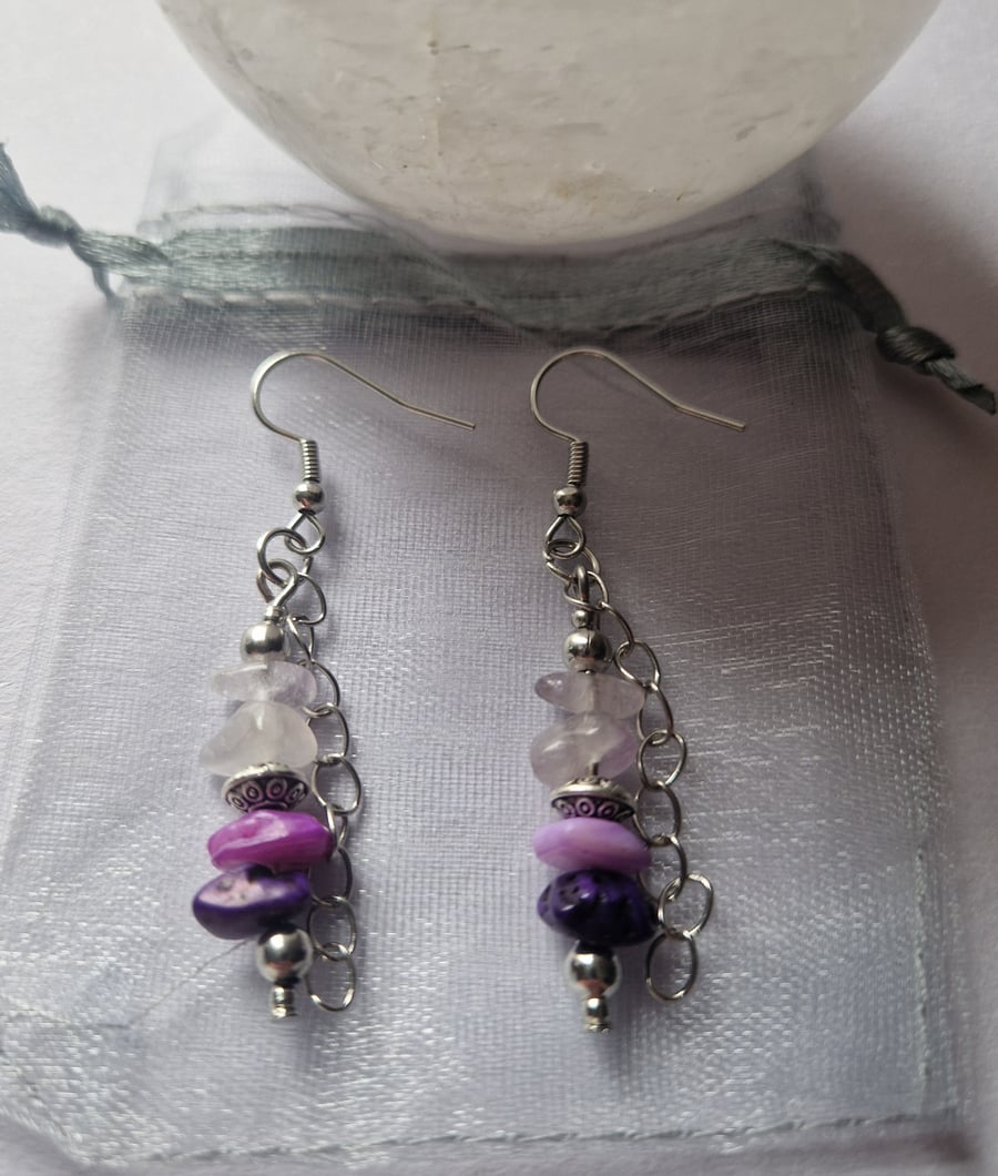 Beautiful purple dangle earrings