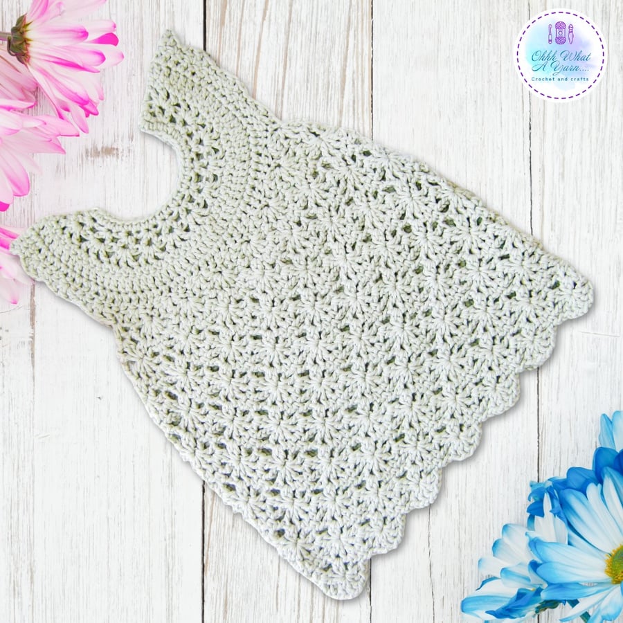 Grey cotton lacy baby dress. Crochet dress. Baby sun dress. 12-18 months