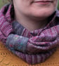 Hand Woven Hand Dyed Red Cowl With Hand Embroidery - Image 4