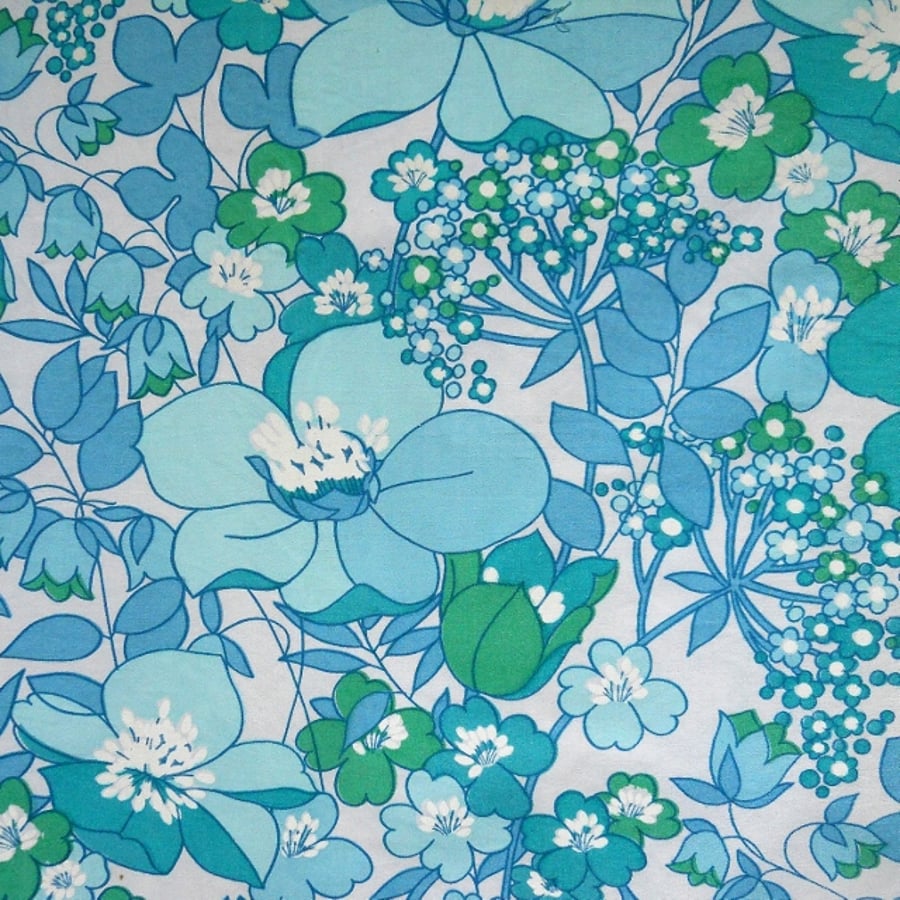 Shades of Aqua 60s 70s Flower Power Vintage  Fabric Lampshade option 