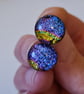 Large sparkly fused glass stud earrings - Image 4