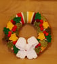 Jolly Holly Crochet Wreath, Holly, berries, stars, bow. sparkle  - Image 1