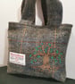 Harris Tweed Bag with embroidered tree if life