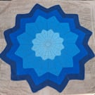 Handmade Crochet Blue Starburst Blanket – Ombre Blue 12 Point Star Throw – 98cm