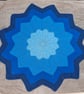 Handmade Crochet Blue Starburst Blanket – Ombre Blue 12 Point Star Throw – 98cm