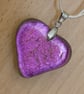 Pink Heart-shaped Dichroic Glass Pendant - 1266 - Image 2