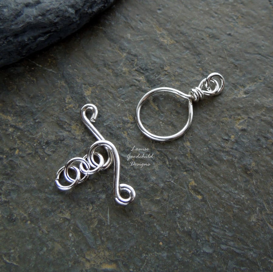 Handmade sterling silver wire toggle clasp, made to order, make your own