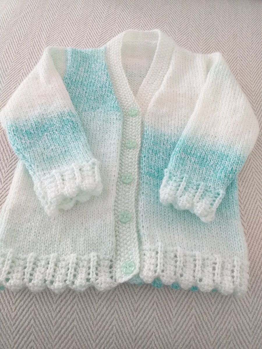 Hand Knitted Little Girls V neck Cardigan