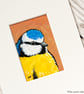 Blue Tit Garden Bird Original Painting - Mini Artwork 55mm x 84mm - Image 1