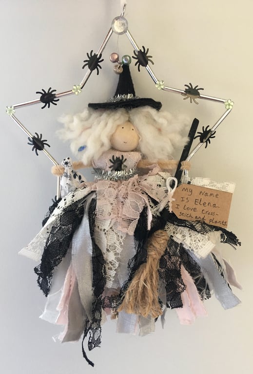 Witch In A Star Hanging Decoration, Kitchen Witch, Elena, Perfectly Imperfect 