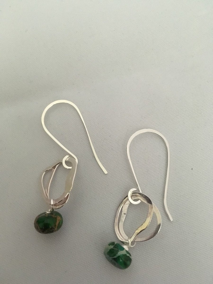Green jade loop earrings