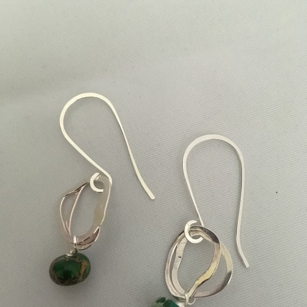 Green jade loop earrings