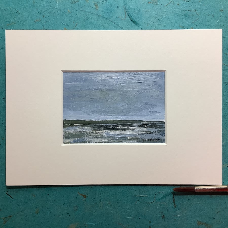 Winter light - original acrylic landscape painting - miniature