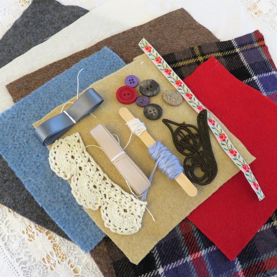 Tweed Inspiration pack including squares from hand felted knitwear