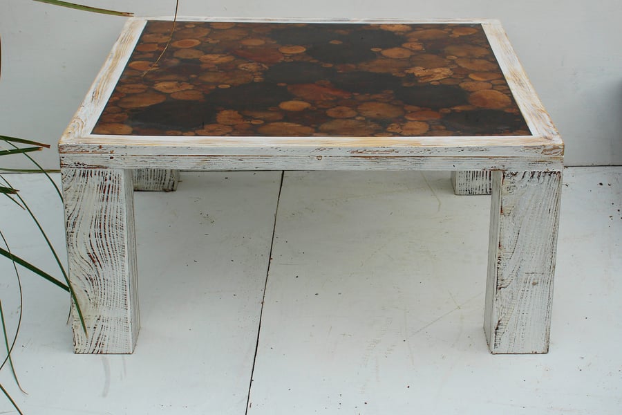 White Washed Driftwood Coffee Table, Contemporary White End Table,Drift Wood UK 