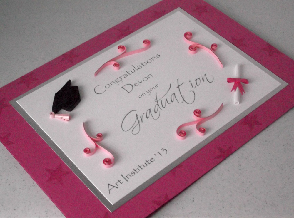 Quilled graduation congratulations card, personalised