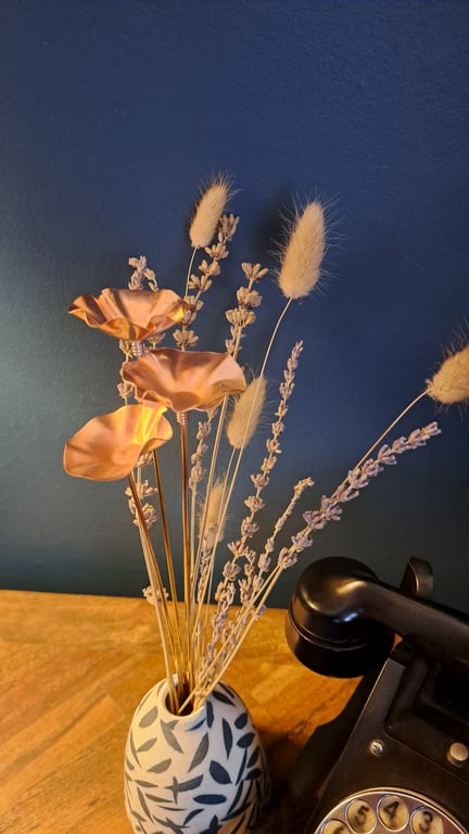 Handcrafted Copper Poppies, Set of 3