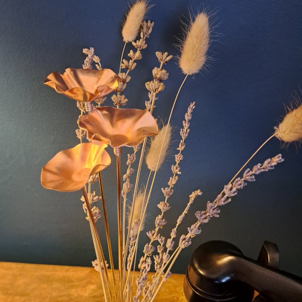 Handcrafted Copper Poppies, Set of 3