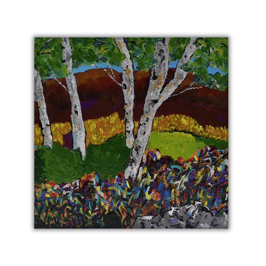 Original landscape - ready to hang - trees - woodland - acrylic painting